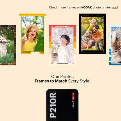 Kodak Mini 2 Retro 4PASS Portable Photo Printer, 2.1x3.4 inches, 38 Sheets Bundle, White