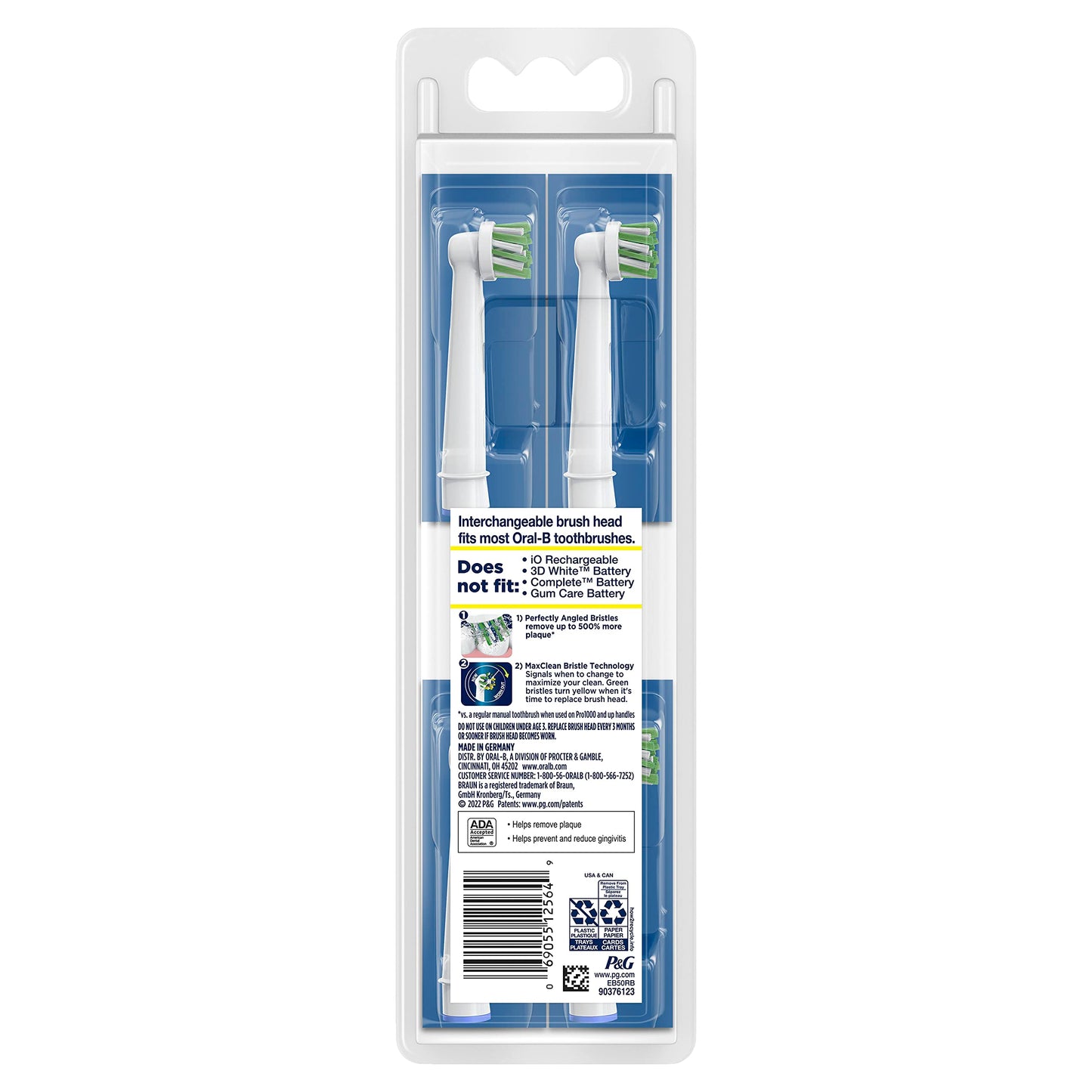 Oral-B CrossAction Electric Toothbrush Replacement Brush Heads Refill, 4ct