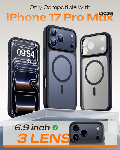 TOCOL for iPhone 17 Pro Max Case, Compatible with Magsafe, Full Camera Protection, Built-in Magnetic Ring, Translucent Matte Phone Case for iPhone 17 Pro Max 6.9 inch (Black)