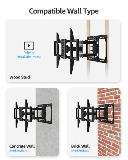MOUNTUP Large TV Wall Mount for Most 37-82'' TVs, Premium Ball Bearings Design for Ultra-Slim OLED TVs Smooth Swivel & Extension, TV Mount Bracket Articulating Arm Holds 100LBS, Max VESA 600x400mm