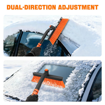 nacena Snow Brush and Ice Scrapers for Car Windshield, Detachable Snow Remover for Cars EVA Foam Grip and Rotatable Brush Head Snow Scraper for Car Trucks SUV, Winter Cars Accessories (Orange)