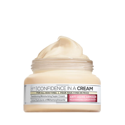 IT Cosmetics Confidence in a Cream Anti Aging Face Moisturizer – Visibly Reduces Fine Lines, Wrinkles & Signs of Aging Skin in 2 Weeks, 48HR Hydration with Hyaluronic Acid, Niacinamide - 2 fl oz