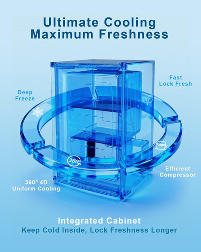 Feelfunn 3.0 Cu.ft Upright Freezer - Compact Mini Freezer with 7 Adjustable Thermostat, Removable Shelves, Reversible Single Door, 360°Uniform Cooling Small freezer for Home Office Kitchen Dorm, Black