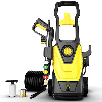 DECOKTOOL Electric Pressure Washer 4300 PSI 2.8 GPM Power Washer with 35FT Power Cord, 20FT Hose, 4 Quick Connect Nozzles, Foam Cannon, Hight Pressure Washer for Cars, Garden, Garage, Patios, Yellow