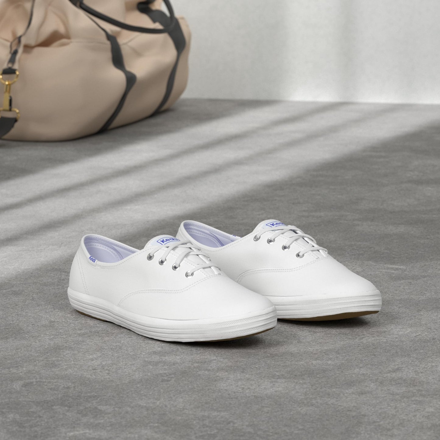 Keds Women's Champion Lace Up Sneaker, White Leather, 8 Wide