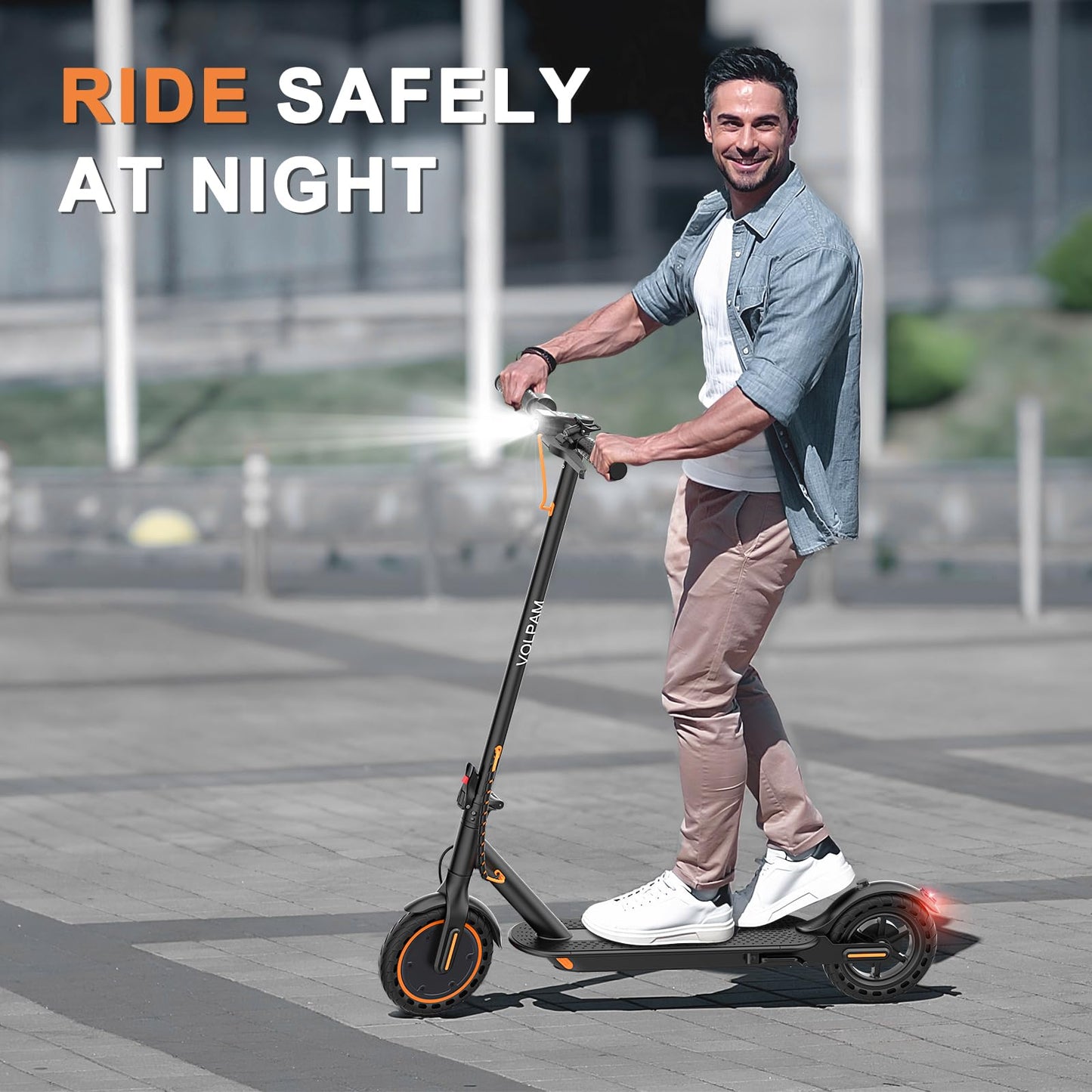 VOLPAM Electric Scooter, Powerful 350W/500W Motor, Max 12/19/28Miles Long Range, Top Speed 16/19/21 MPH, 8.5" /10'' Solid Tires, E Scooter for Adults and Teens (8.5-12Miles-350W)