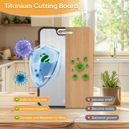 WEVYHFS SPORTS Titanium Cutting Board with Smooth Dual-Sided Surface, GR2 Titanium & Wheat Straw PP, Easy-Clean, Non-Slip, Dishwasher Safe, Large Cutting Board for Fruits, Vegetables & Meat