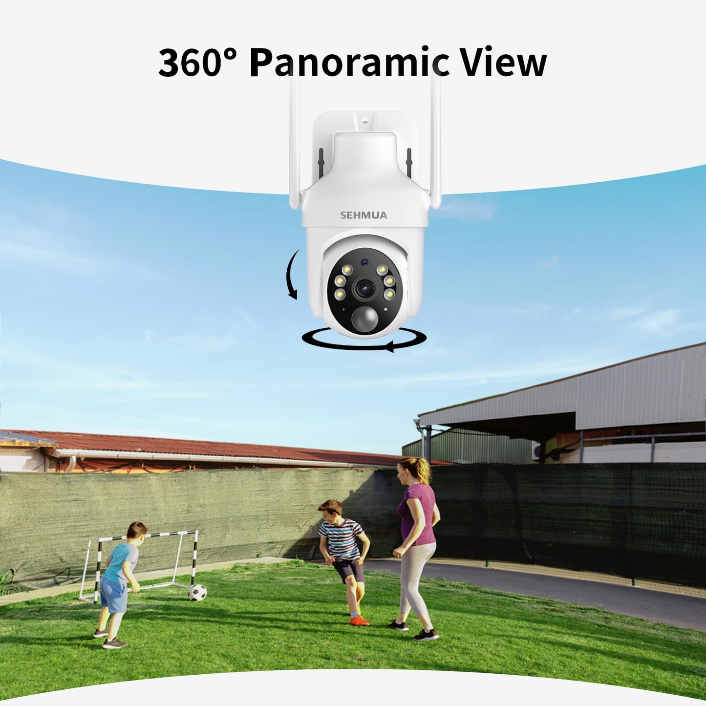 SEHMUA 2K Solar Security Cameras Wireless Outdoor, 2 Pack 360° View Pan/Tilt WiFi Security Camera Outside with Color Night Vision,Easy to Install, PIR Alarm, 2-Way Audio