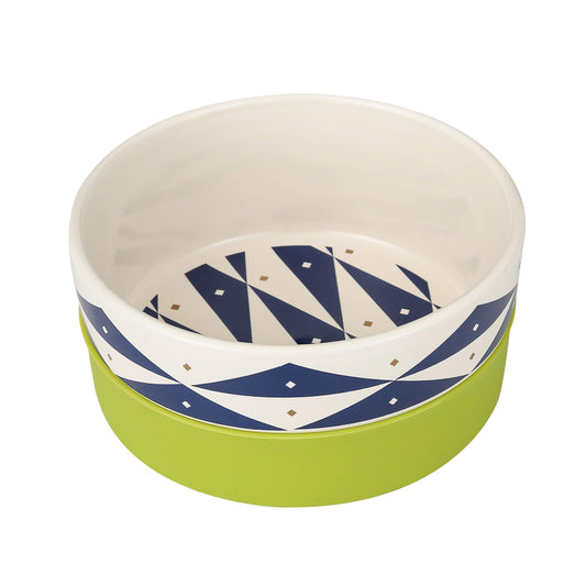 Now House for Pets by Jonathan Adler Oslo Duo Dog Bowl, Small Cute Ceramic Dog Food Bowl from Now House by Jonathan Adler for Water or Food, 4.5 Inch Dog Bowl, Green (FF15509)