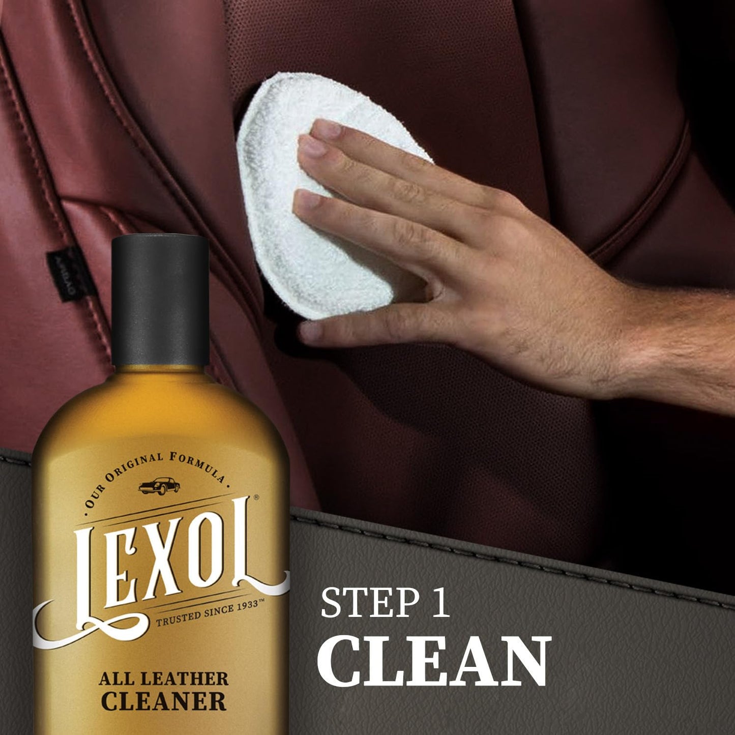 Lexol All Leather Cleaner and Conditioner Kit for Car Seats and Interiors, Couches and Furniture, Shoes and Boots, Baseball Gloves and Horse Saddles, Two 8 oz Bottles and Two Sponges