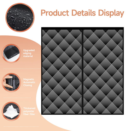 Magnetic Thermal Insulated Door Screen, Sunmoxia Upgraded Oxford Cloth with Thicken Polyester Fiberfill Door Curtain, Weatherproof Insulation Cover Blanket for Winter, Fits Door up to 72" x 80"