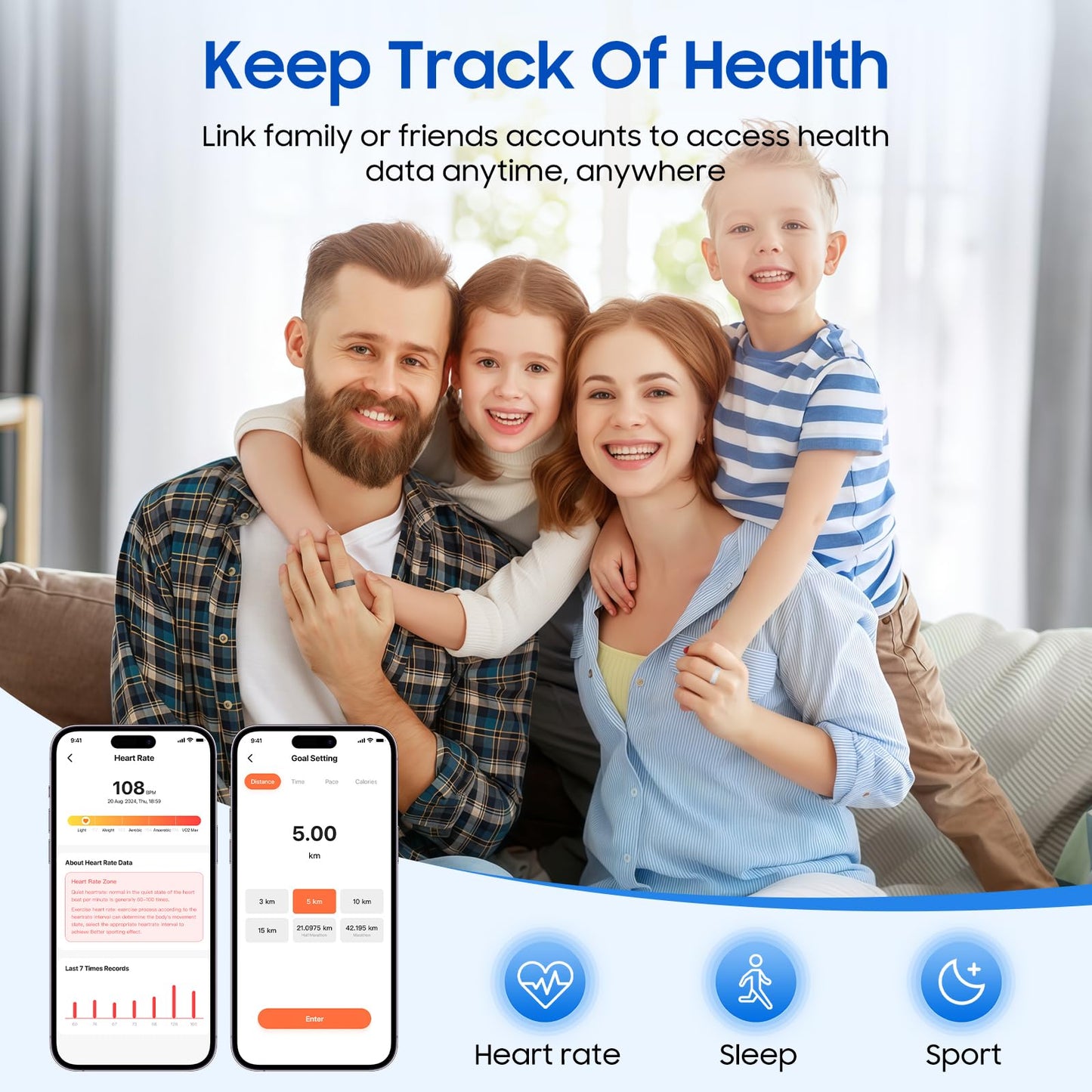 prxxhri Smart Health Ring, Featuring Stress and Sleep Monitoring Functions, Compatible with iOS and Android,Waterproof Fitness Tracker for Women & Men, No Subscription Fee. (Rose Gold, 10)