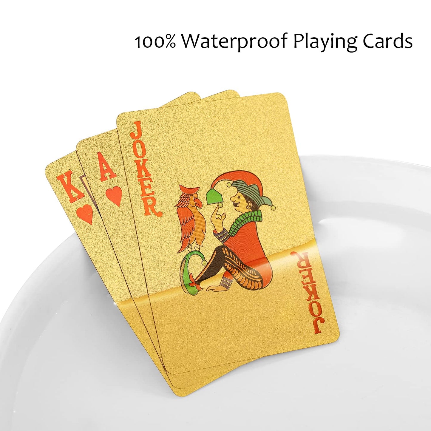 EAY Gold Waterproof Playing Cards - Poker Deck for Parties and Games