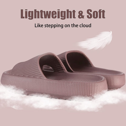 rosyclo Cloud Slippers for Women and Men, Massage Pillow Shower Bathroom Non-Slip Open Toe Super Soft Comfy Thick Sole Home House Cloud Cushion Slide Sandals for Indoor & Outdoor Shoes,Wine Red