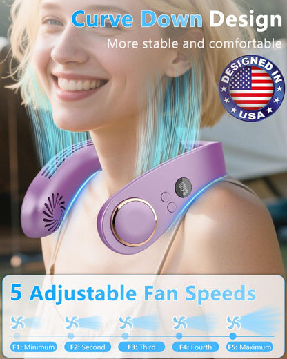 Neck Air Conditioner Portable Neck AC,Person Wireless Chargable Headband Conditioning Cooling Fan,Powerful Best Present in Summer Hot Flases for Fathers Day,Teacher Appreciation,Child Birthday Purple
