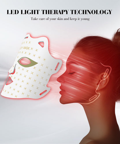 SDKWDH Red Light Therapy for Face, 7 Colors LED Face Mask Light Therapy At Home, Led Face Mask Light Therapy, White