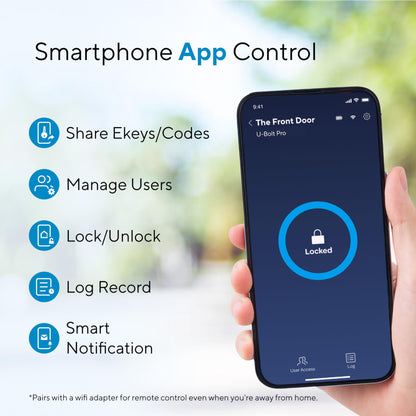 ULTRALOQ Smart Lock U-Bolt Pro, 7-in-1 Fingerprint Keyless Entry Door Lock with App Control, Anti-peep Keypad, Auto Lock, Smart Deadbolt Front Door, IP65 Waterproof, Easy Installation, 1 Year Battery