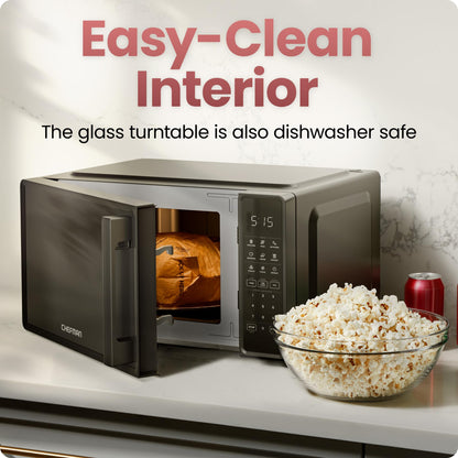 Chefman Countertop Microwave Oven 0.7 Cu. Ft., 700 Watts with 10 Power Levels, 6 Cooking Presets with One-Touch Express Cook, Eco Mode, Child Safety Lock, & Mute Button - Black