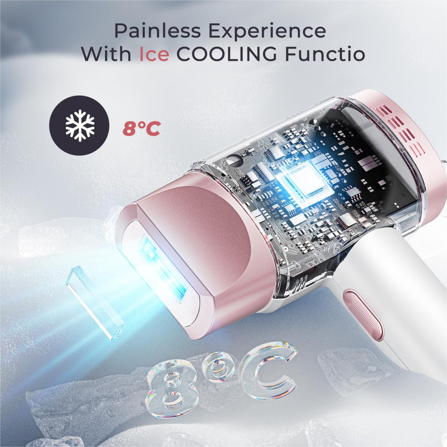 Laser Hair Removal for Women and Men, IPL with Ice-Cooling System for Nearly Painless And Long-Lasting Result At-Home Permanent Hair Removal Device 999999 Flashes for Whole Body Use