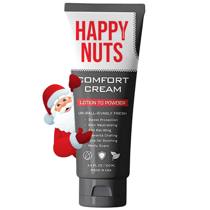 HAPPY NUTS Comfort Cream Deodorant For Men: Anti-Chafing Sweat Defense, Odor Control, Aluminum-Free Mens Deodorant & Hygiene Products for Men's Private Parts 3.4 oz.(1 Pack, Original)