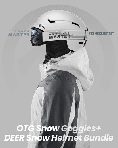 OutdoorMaster Ski Helmet Set,Snowboard Helmet with Goggles for Adults - Durable PC Shell, Protective EPS Foam & 10 Cooling Vents -Snow Helmets for Men, Women & Youth