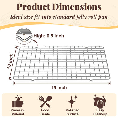 Cooling Racks for Cooking and Baking - 2 PCS 10" x 15" Grid Wire Baking Rack for Oven Cooking, Baking, Grilling, Roasting -Dishwasher Safe Bacon Rack- Fits Jelly Roll Cookie Sheet Pan