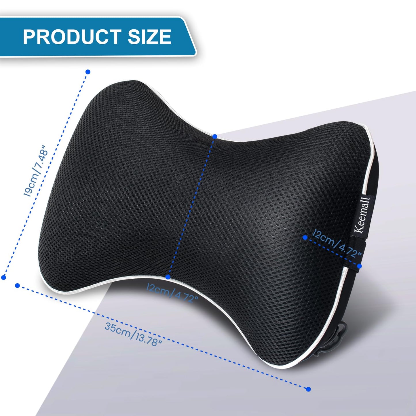 Keemall Inflatable Car Neck Pillow - 2 Pack Soft Headrest Car Pillow for Driving Seat with Adjustable Strap, Comfortable Ergonomic Design Neck Support and Breathable Washable Cover