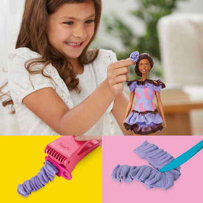 Play-Doh Barbie Fashionista Ruffles Set, Make Doll Clothes with Modeling Compound & 10 Fashion Accessories, Arts & Crafts for Girls & Boys, Kids Christmas Gifts, 5+