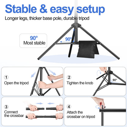 EMART Backdrop Stand 10x7ft(WxH) Photo Studio Adjustable Background Stand Support Kit with 2 Crossbars, 8 Backdrop Clamps, 2 Sandbags and Carrying Bag for Parties Events Decoration