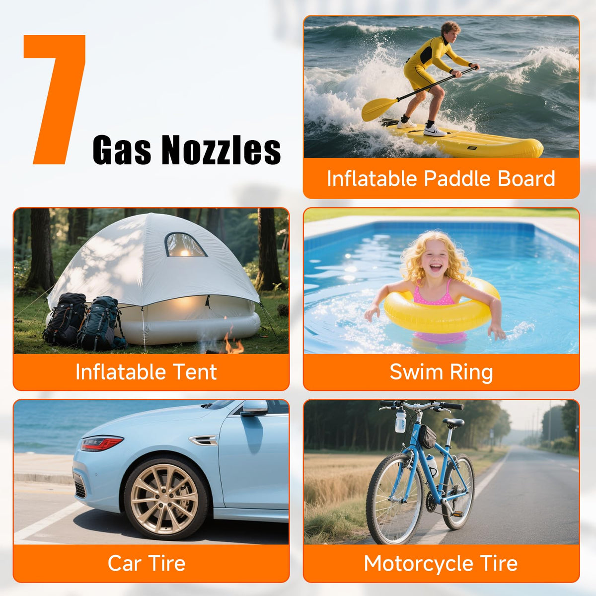 Komobe Electric Paddle Board Pump, 50PSI High Pressure Portable SUP Air Pump with Auto-Off and Deflation Function, 12V DC Car Connector for Stand Up Paddle Boards, Car Tires, Boats, Kayaks
