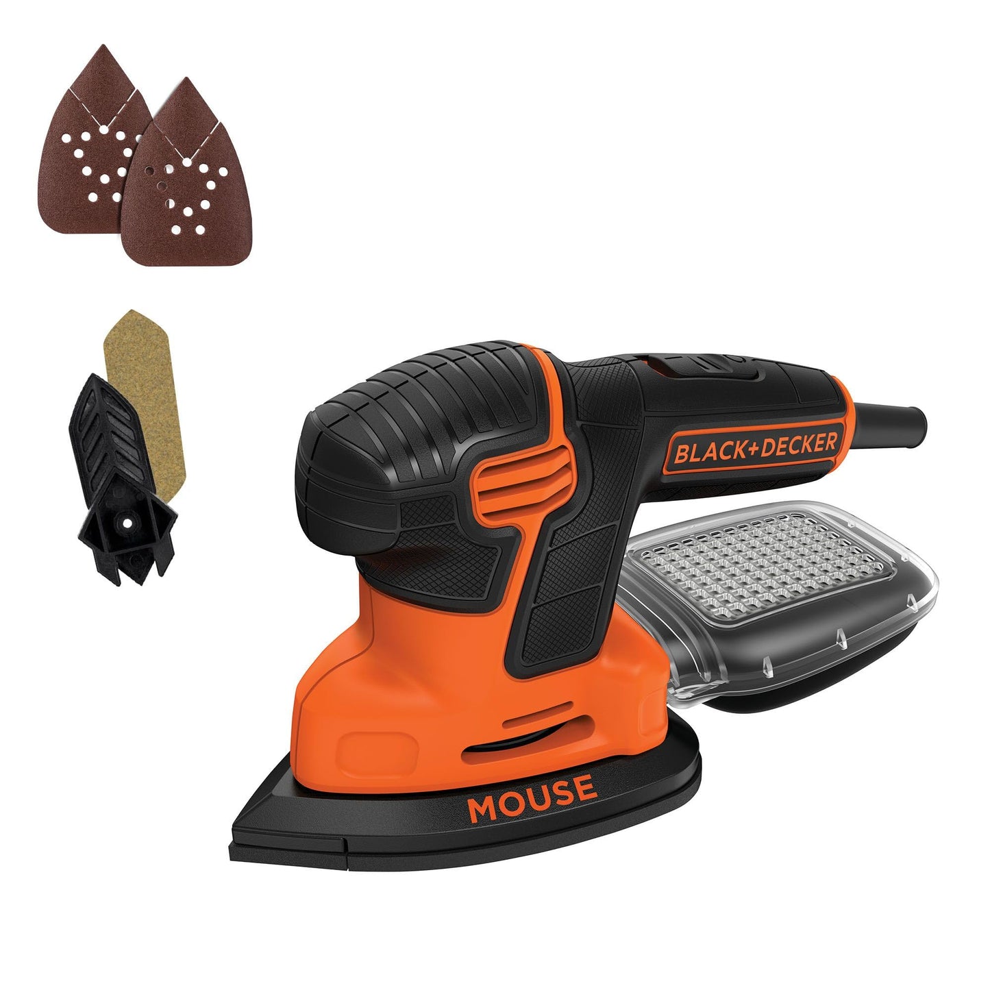 BLACK+DECKER Detail Sander, 1.2 Amp, 16,000 OPM, Compact Design, 3-Position Grip for Comfort, Includes Dust Collector, Corded (BDEMS600)
