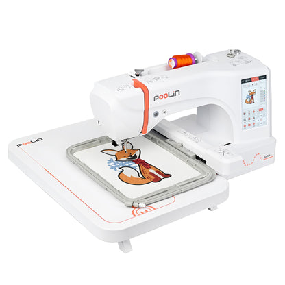 POOLIN EOC06 Embroidery Machine 7.9x11 Inch Large Hoop for Beginners,Computerized 7 Inch Touchscreen,Machine Embroidery Gifts,Includes Hoops,USB,Stabilizer,Bobbins,Home Embroidery Machine