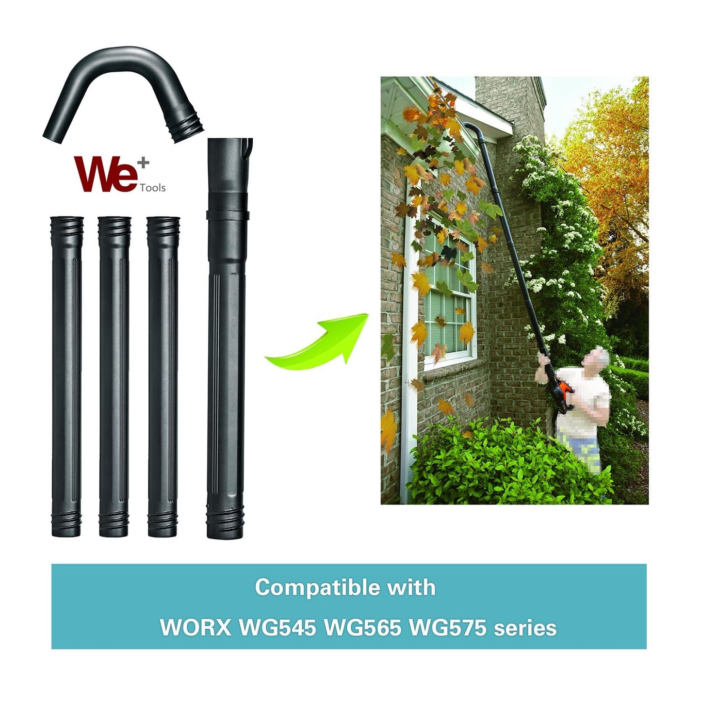 WETOOLPLUS Gutter Cleaning Kit Compatible with Worx Cordless Leaf Blower WG545/WG565/WG575 & Worx Nitro 20V LEAFJET Leaf Blower WG543