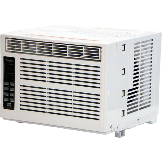 Whirlpool WHAW061CW 6,000 BTU Air Conditioner with Dehumidifier, 115V, Window AC 250 Sq. Ft, Living Room, Bedroom, or Kitchen, with Remote Control, Digital Display, and 24H-Timer, Bright White