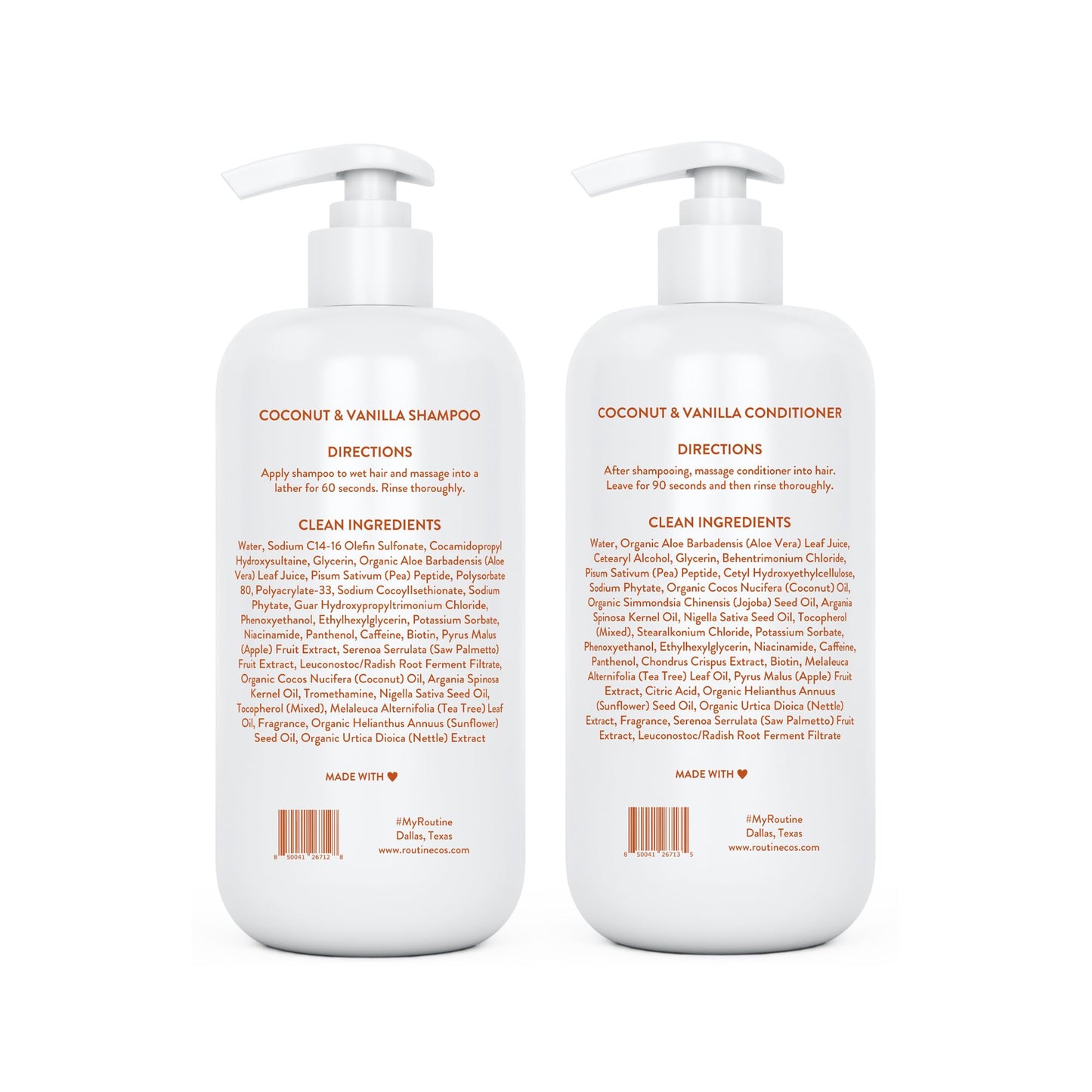 Routine Wellness Anti-Thinning Shampoo and Conditioner Set for Thinning Hair - Biotin DHT Blocker Women & Men - Color Safe Shampoo for Hair Loss & Healthier Hair - Coconut & Vanilla (Pack of 2)