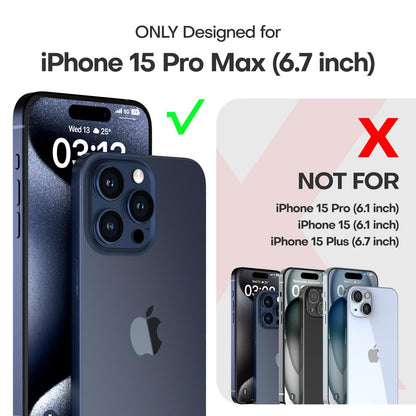 TAURI 3 in 1 for iPhone 15 Pro Max Case Clear, [Not Yellowing] with 2X Screen Protector, [15 FT Military-Grade Protection] Shockproof Case for 15 Pro Max 6.7 inch