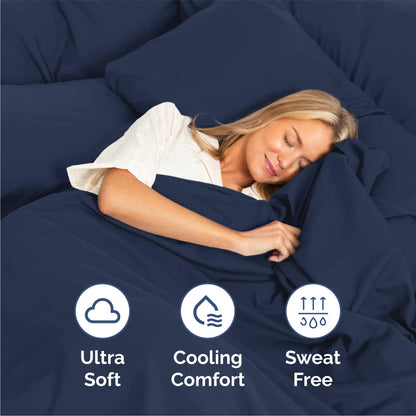 CGK Unlimited Queen Size 4 Piece Bed Sheet Set - Comfy Breathable & Cooling - Hotel Luxury Bed Sheets - Deep Pockets, Easy-Fit, Soft and Wrinkle Free - Navy Blue Oeko-Tex