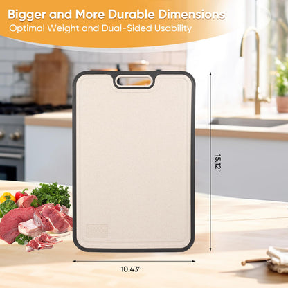 WEVYHFS SPORTS Titanium Cutting Board with Smooth Dual-Sided Surface, GR2 Titanium & Wheat Straw PP, Easy-Clean, Non-Slip, Dishwasher Safe, Large Cutting Board for Fruits, Vegetables & Meat