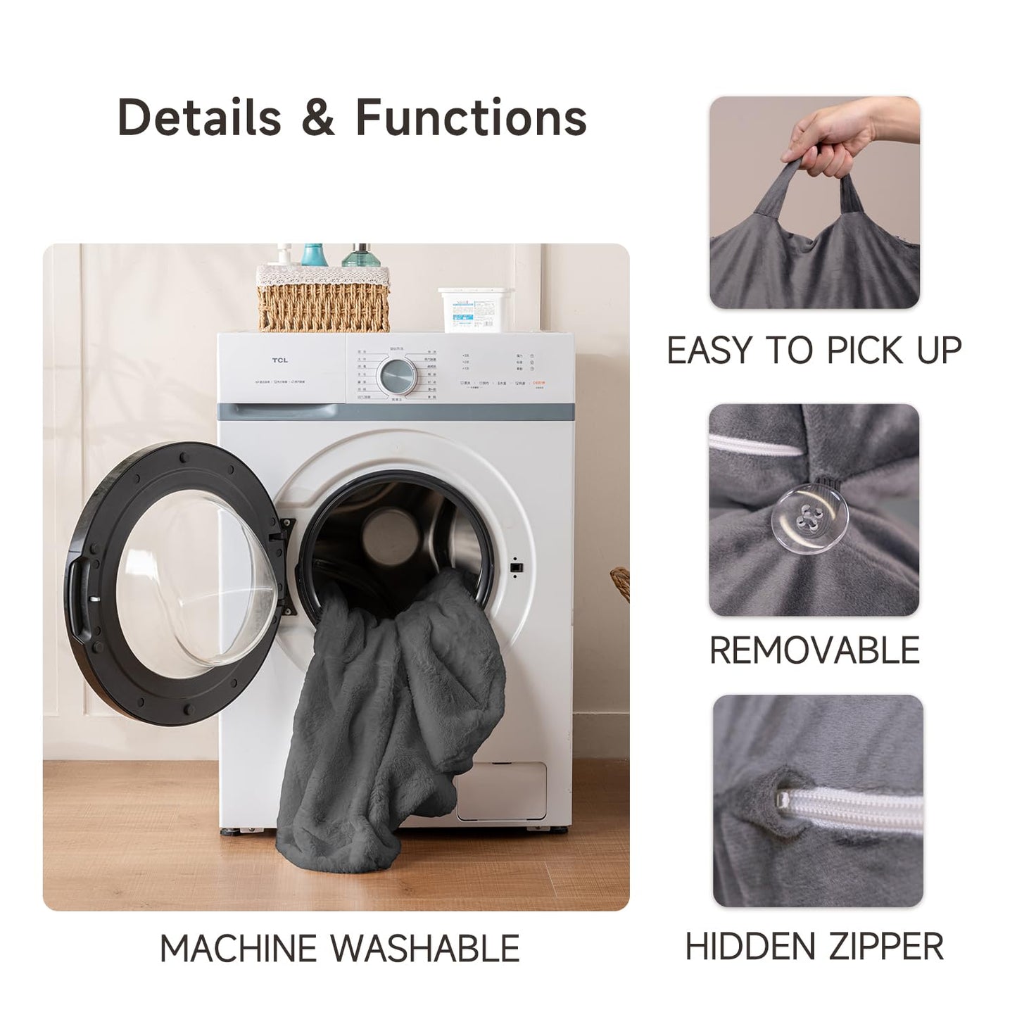 NOONTIDE Reading Pillow for Sitting up in Bed and Couch,32" X-Large Back Pillow for Adult & Teens with Soft Adjustable Neck Roll Backrest Pillow,Washable Cover,Watching TV/Gaming/Relaxing(Darkgrey)