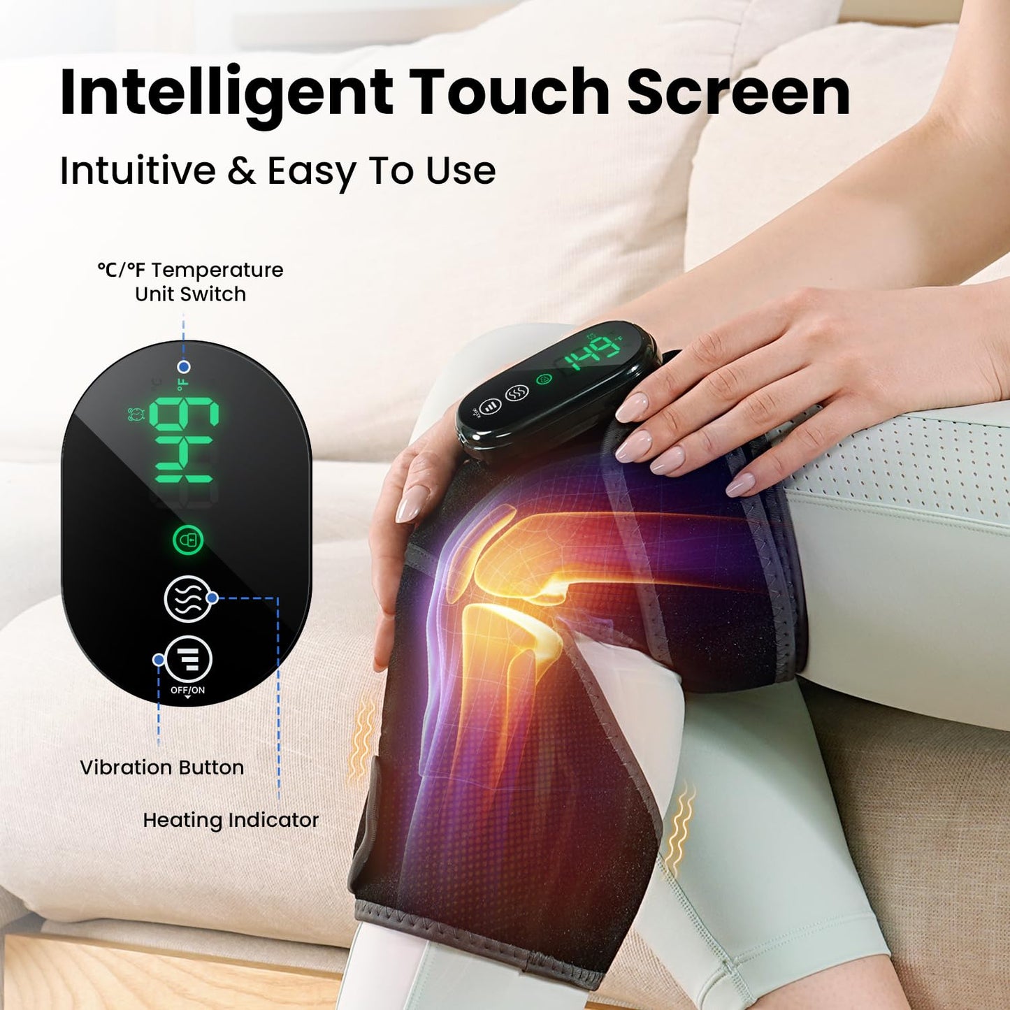 Cordless Knee Heating Pad, Newly 4 Vibration Motors Knee Massager, 3-in-1 Heated Knee Brace with 5 Heat Levels and 5 Massage Modes, Heated Knee Massager Brace, Birthday Gifts for Dad & Mom (1 PCS)