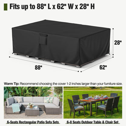 MR.COVER Patio Furniture Cover Waterproof, Outside Table and Chair Set Cover, Garden Windproof Heavy Duty Furniture Protection for Outdoor Sectional Sofa Chair Set Size 88L x 62W x 28H inch