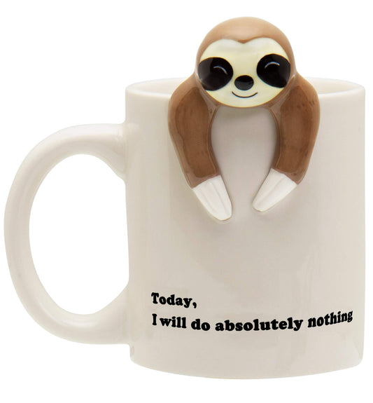 Decodyne Funny Sloth Coffee Mug - Cute Sloth Gifts For Women and Men - White Elephant Gifts for Adults Funny Office Gifts