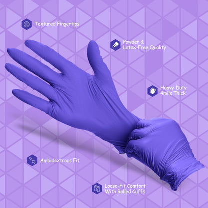 PEIPU Nitrile Gloves,Disposable Cleaning Gloves,(Medium, 100-Count) Powder Free, Latex Free,Rubber Free,Ultra-Strong,Food Handling Use, Single Use Non-Sterile Protective Gloves