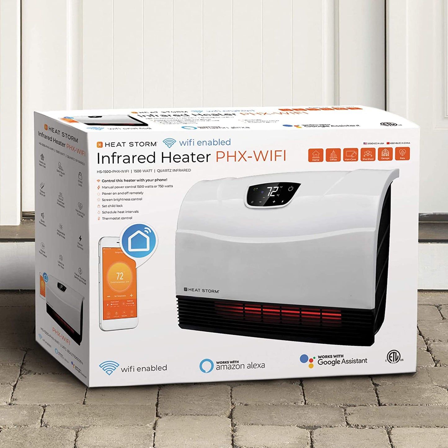 Heat Storm HS-1500-PHX-WIFI Infrared Heater, Wifi Wall Mounted