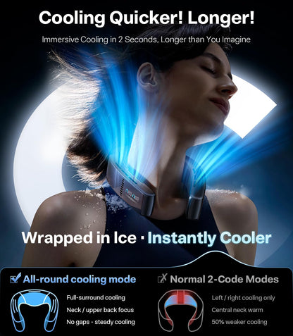 TORRAS 2025 Top Al Neck Fan Air Conditioner Coolify Cyber, Portable Personal Neck Fans that Blow Cold Air【No.1 Dual-Coolest Wind & 720° Immersive Cooling】Rechargeable for Outdoor/Indoor. Gifts for Dad