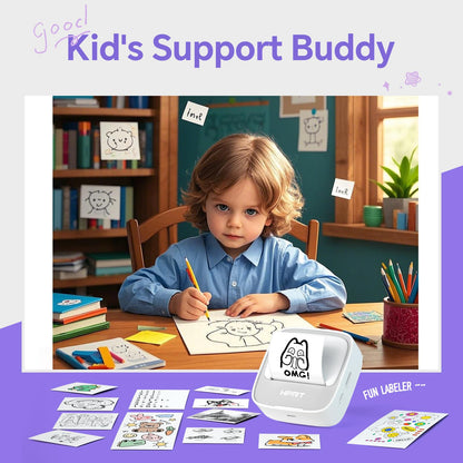 HPRT Mini Printer Sticker Maker with 1 Rolls Paper, Bluetooth Portable Thermal Printer, Print Pods Printer for Pictures, Study Notes, Kid's DIY Creation, Memo, List, Compatible with Phone