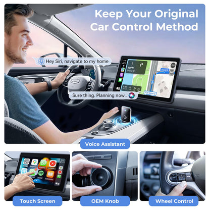 Wireless Carplay Adapter for iPhone, Convert Wired Carplay to Wireless, 2 in 1 Plug and Play Android Auto and Carplay Adapter for iOS 10 Android 11 and Above, Cars with Built-in Carplay (Silver)