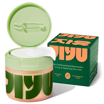 JiYu Korean Skincare Anti-Aging, Dark Spot & Wrinkle Minimizing Toner Pads - Hydrating with Snail Mucin, Centella Asiatica, Niacinamide, Peptides - For Polished & Youthful Skin - 100 Count