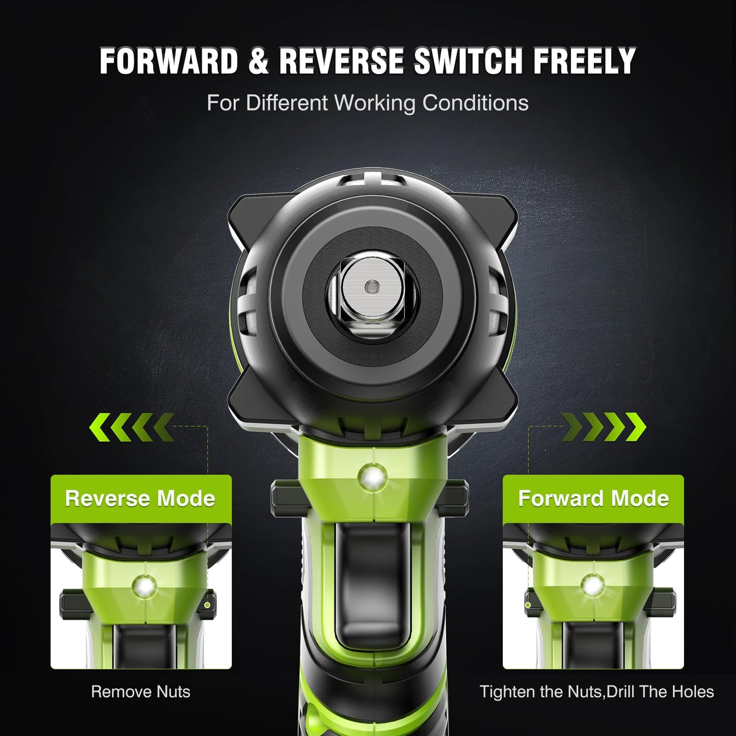 Robustrue Cordless Impact Wrench, 406Ft-lbs (550N.m) Brushless 1/2 inch, 2800RPM High Torque Impact Gun, 2x 4.0Ah Battery, Charger, 4 Sockets, Electric Impact Wrench for Car Home