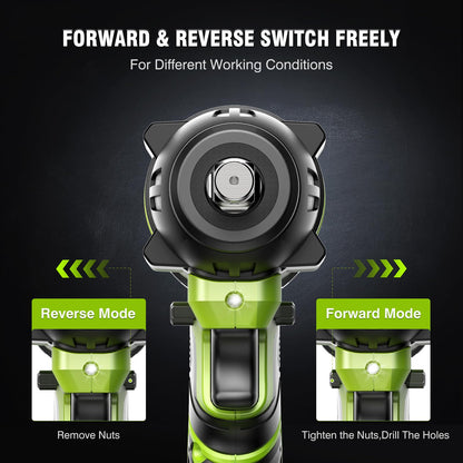 Robustrue Cordless Impact Wrench, 406Ft-lbs (550N.m) Brushless 1/2 inch, 2800RPM High Torque Impact Gun, 2x 4.0Ah Battery, Charger, 4 Sockets, Electric Impact Wrench for Car Home